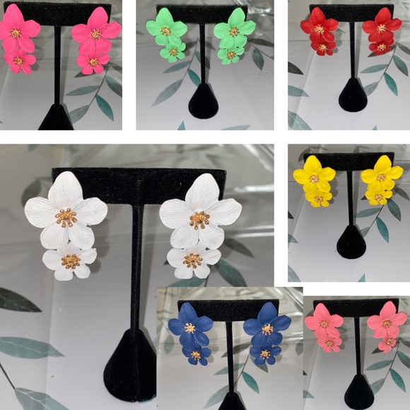 Boho Flower Stud Earrings - Picture 1 of 13